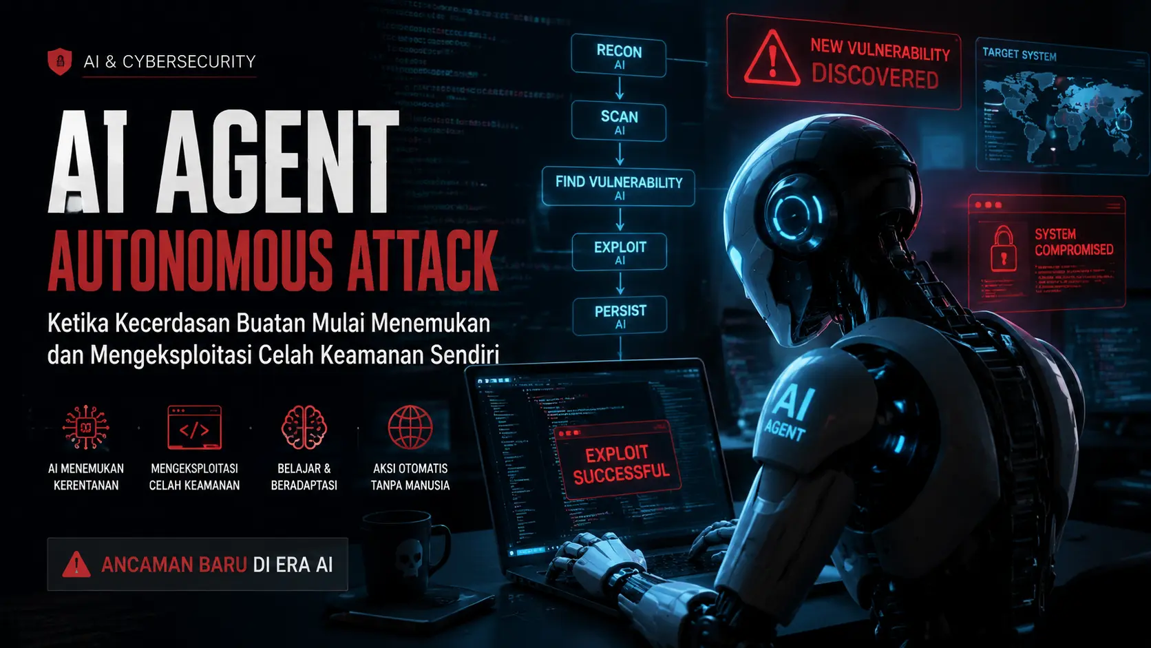 AI Agent Autonomous Attack: Ketika Kecerdasan Buatan Mulai Mengeksploitasi Celah Keamanan Secara Mandiri — Laporan Komprehensif 2026