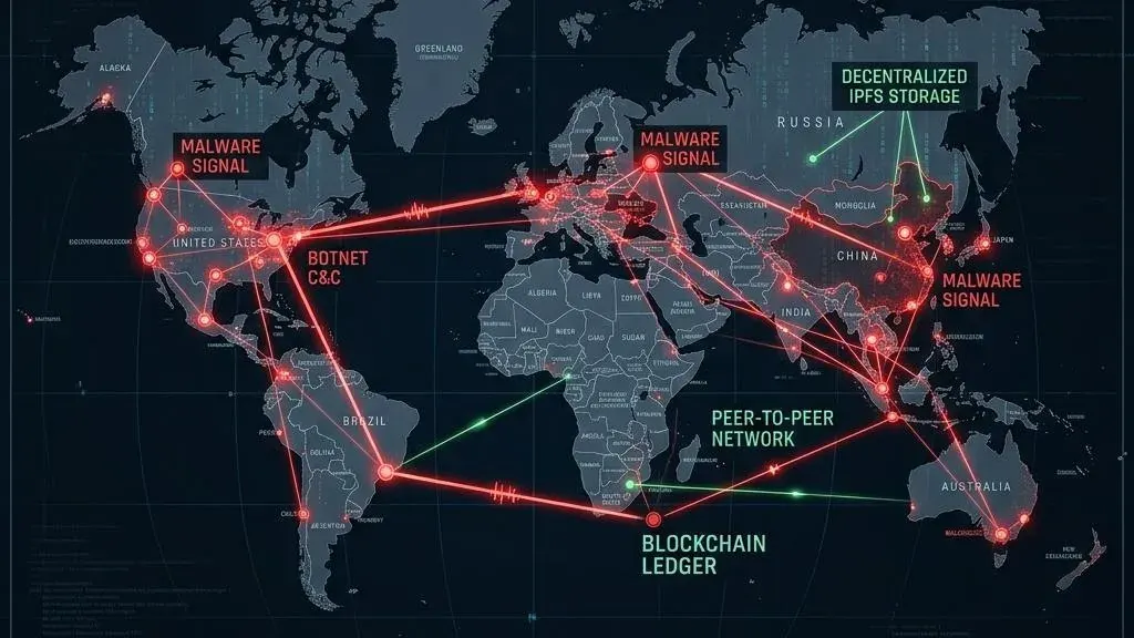 Decentralized C2: Ketika Infrastruktur Komando dan Kontrol Berpindah ke Blockchain, IPFS, dan Jaringan P2P
