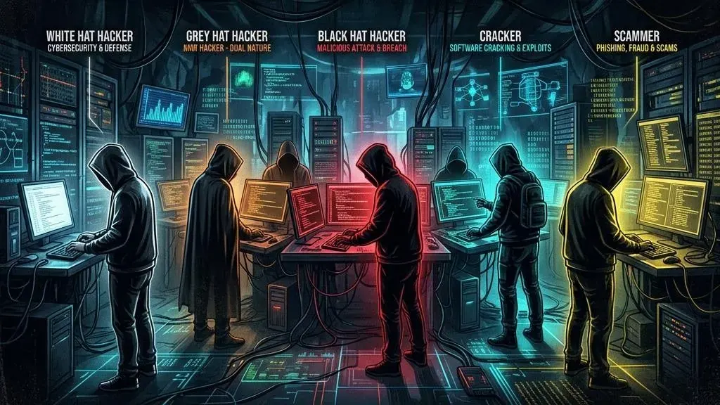 Mengenal Berbagai Jenis Hacker, Cracker, dan Scammer: Klasifikasi, Tujuan, dan Tingkat Ancamannya