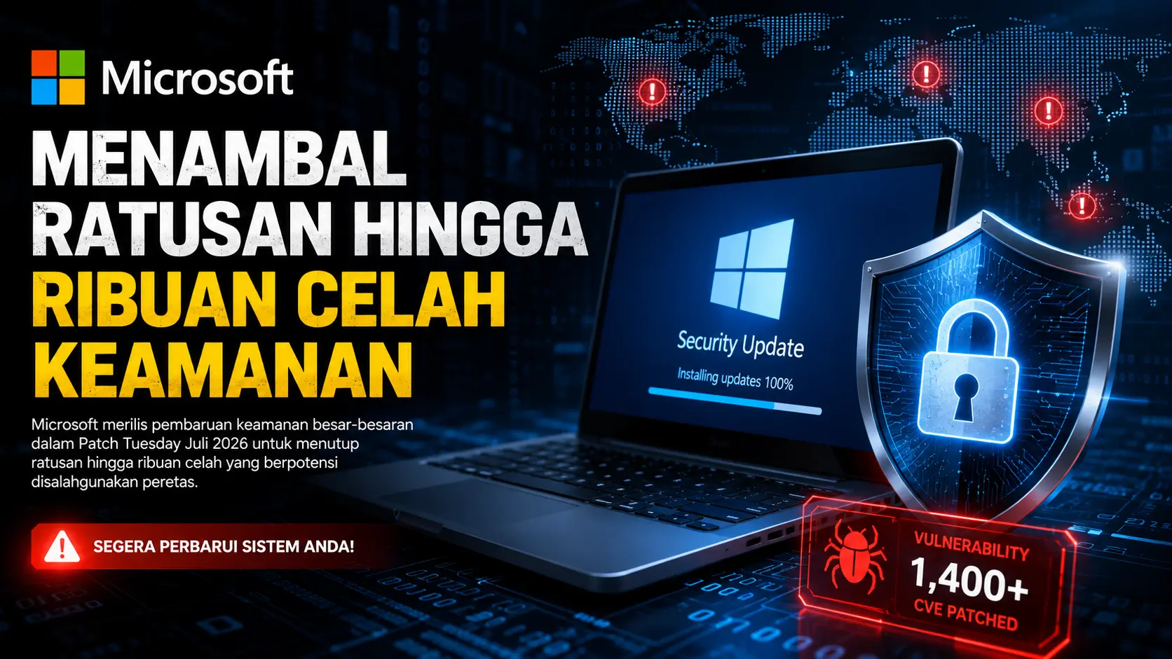 Microsoft Patch Tuesday Juli 2026: Ratusan Ribuan Celah Keamanan Ditambal, Rekor Terbesar dalam Sejarah