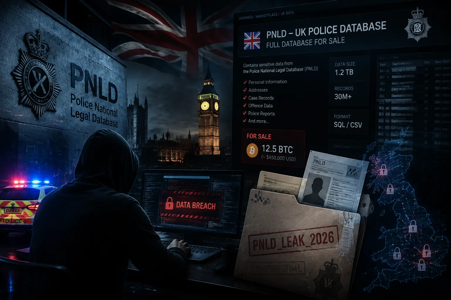 Police National Legal Database (PNLD) Inggris Alami Data Breach: Data Kontak Kepolisian dan Pemerintah Beredar di Dark Web