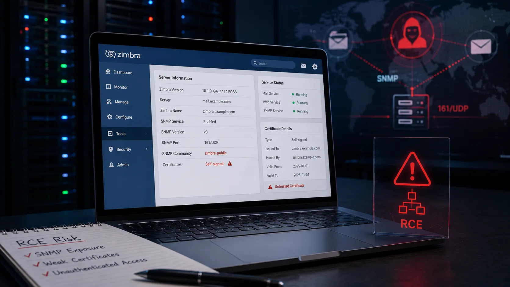 Zimbra CVE-2026-73570: Eksekusi Perintah Remote via SNMP Kini Aktif Dieksploitasi, 12.100 Server Terekspos